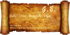 Göller Boglárka névjegykártya